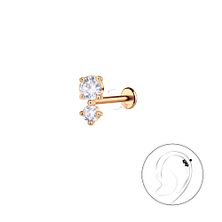 Silver Double Stones with Titanium Labret - 23070 Silver Double Stones with Titanium Labret - 23070