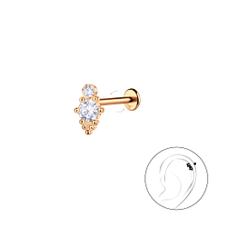 Silver Two Stones with Titanium Labret - 23104 Silver Two Stones with Titanium Labret - 23104