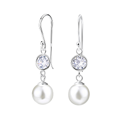 6mm Pearl Silver Earrings - 23172