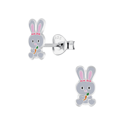 Silver Rabbit Stud Earrings - 23207