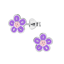 Silver Flower Stud Earrings - 23155