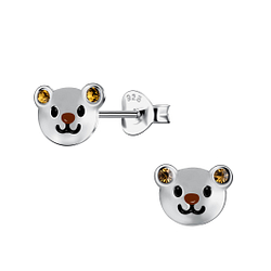 Silver Bear Stud Earrings - 23211