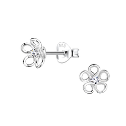 Silver Flower Stud Earrings - 23194