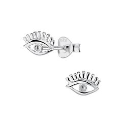 Silver Evil Eye Stud Earrings - 23202