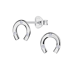 Silver Horseshoe Stud Earrings - 23204