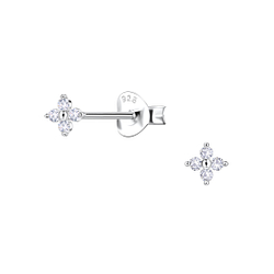 Silver Flower Stud Earrings - 23177