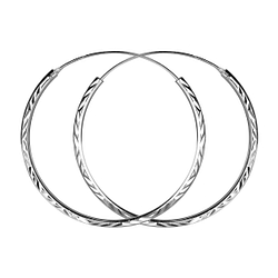 40mm Silver Diamond Cut Hoop Earrings - 23256