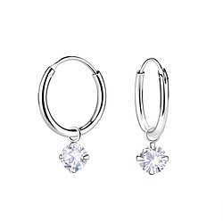 4mm Cubic Zirconia Charm Hoop Earrings - 23182