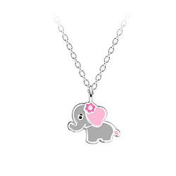 Silver Elephant Necklace - 23114