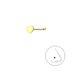 Silver Heart Nose Stud With Ball - 23219