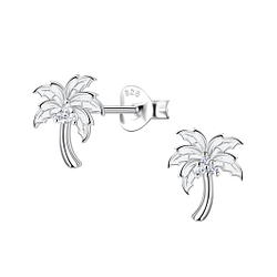 Silver Coconut Tree Stud Earrings - 23262