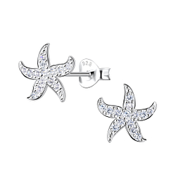 Silver Starfish Stud Earrings - 23264