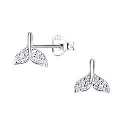 Silver Mermid Tail Stud Earrings - 23266