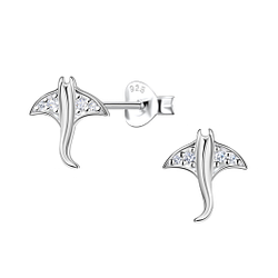Silver Stingray Stud Earrings - 23271