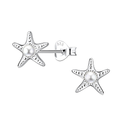 Silver Starfish Stud Earrings - 23275