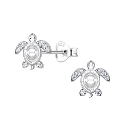 Silver Turtle Stud Earrings - 23280