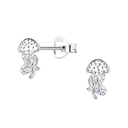 Silver Jellyfish Stud Earrings  - 23284