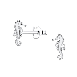 Silver Seahorse Stud Earrings - 23285