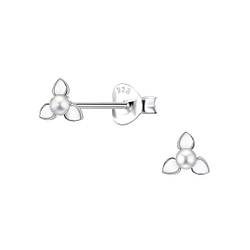 Silver Flower Stud Earrings - 23286