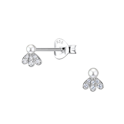 Silver Flower Stud Earrings - 23292
