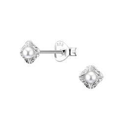 Silver Geometric Stud Earrings - 23301