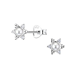 Silver Sun Stud Earrings - 23304