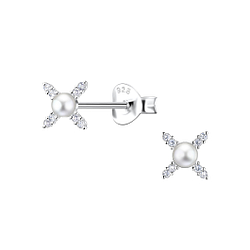 Silver Cross Stud Earrings - 23306