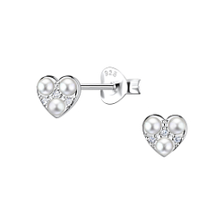 Silver Heart Stud Earrings - 23308