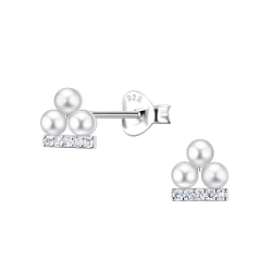 Silver Geometric Stud Earrings - 23313