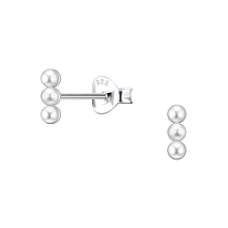Silver Bar Stud Earrings - 23316