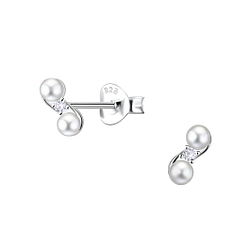 Silver Geometric Stud Earrings - 23319