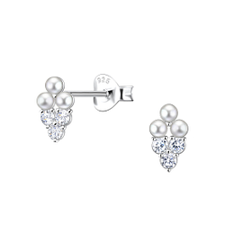 Silver Geometric Stud Earrings - 23320