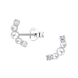 Silver Geometric Stud Earrings - 23322