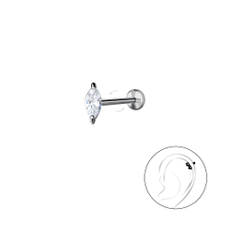 2x4mm Marquise Cubic Zirconia with Titanium Labret - 22859 2x4mm Marquise Cubic Zirconia with Titanium Labret - 22859
