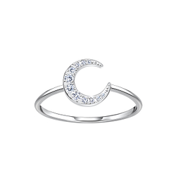 Silver Crescent Moon Ring - 23298