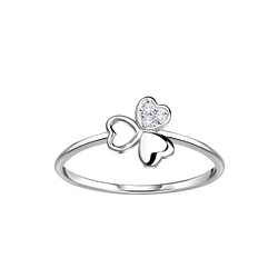 Silver Shamrock Heart Ring - 22884