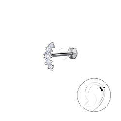 Silver Geometric with Titanium Labret - 22738