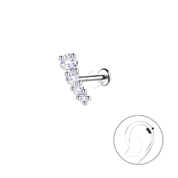 Silver Geometric with Titanium Labret - 22744