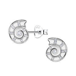 Silver Shell Stud Earrings - 23456