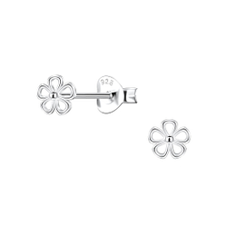 Silver Flower Stud Earrings - 23441