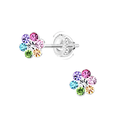 Silver Flower Screw Back Earrings - 23474 Silver Flower Screw Back Earrings - 23474
