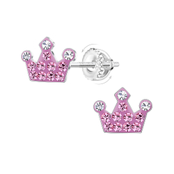 Silver Crown Screw Back Earrings - 23475 Silver Crown Screw Back Earrings - 23475