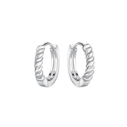 10mm Silver Twisted Huggie Earrings - 23444