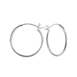 25mm Silver French Lock Hoop Earrings - 23446