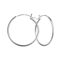 30mm Silver French Lock Hoop Earrings - 23447