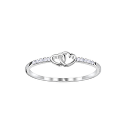 Silver Double Heart Ring - 23378