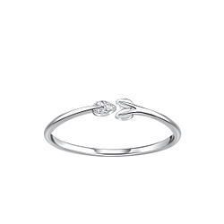 Silver Leaf Opened Ring - 23381