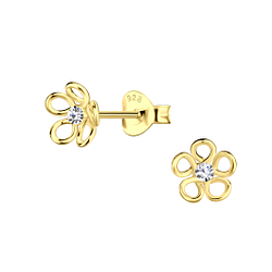 Silver Flower Stud Earrings - 23519