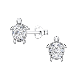 Silver Turtle Stud Earrings - 23533