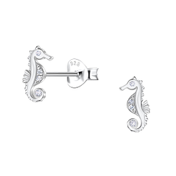 Silver Seahorse Stud Earrings  - 23531